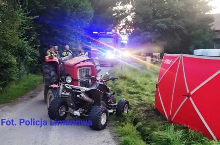 wypadek, ciągnik, quad, śmierć kierowcy