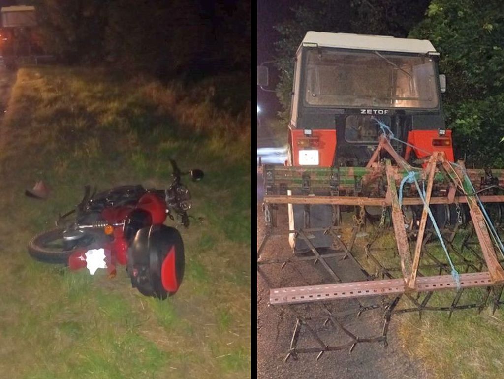 zderzenie, wypadek, ciągnik, motorower