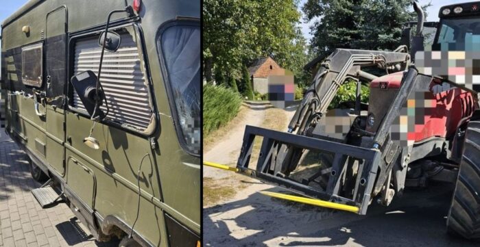 kolizja, zderzenie, ciągnik, kamper