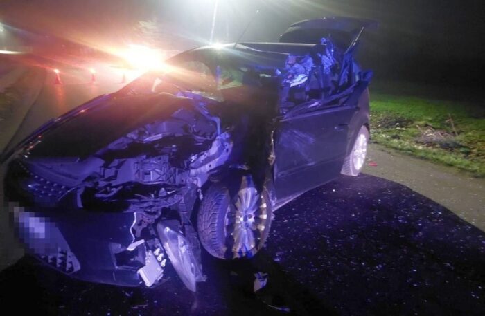 zderzenie, auto, przyczepa, ciągnik