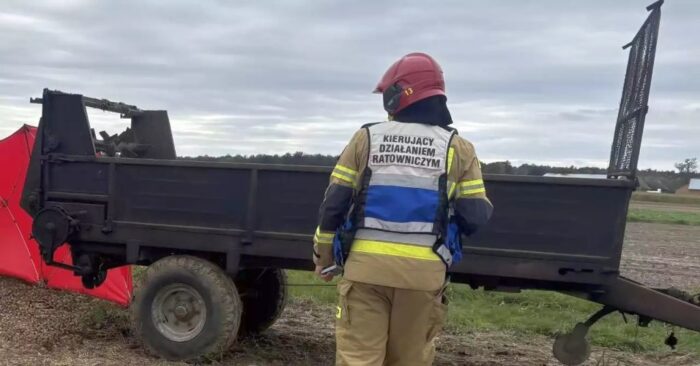 wypadek, rozrzutnik, śmierć mężczyzny, pochwycenie