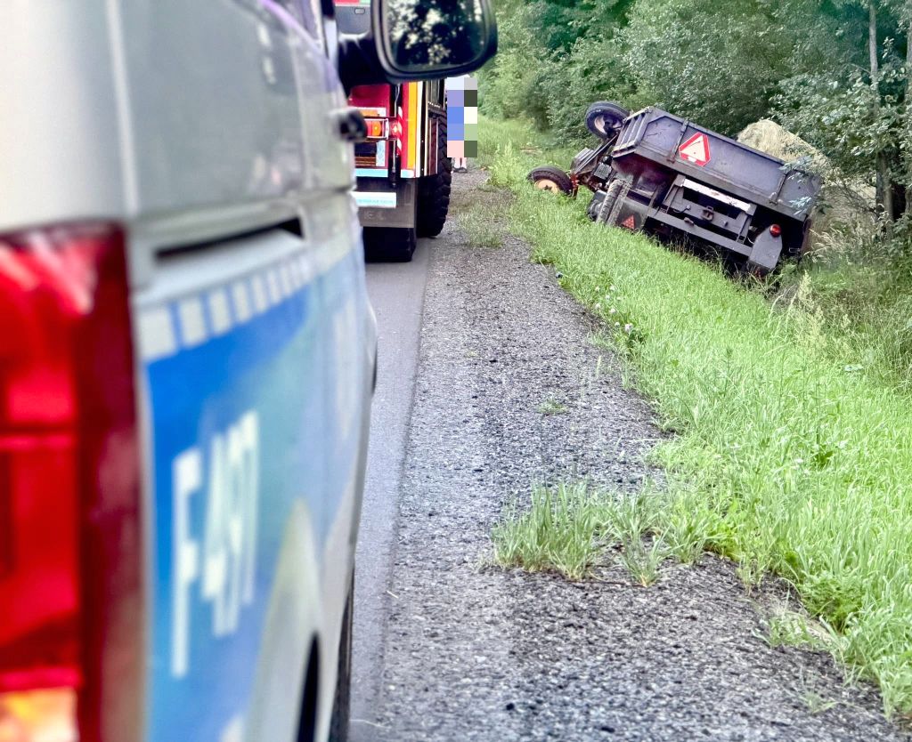wypadek traktor, ranny traktorzysta