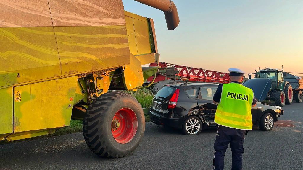 zderzenie z kombajnem, wypadek drogowy