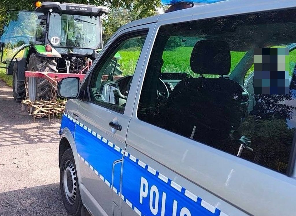pijany traktorzysta, traktor podczas kontroli
