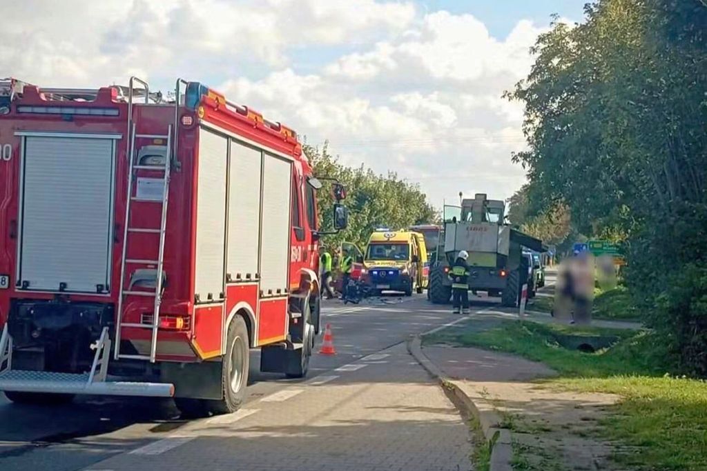 zderzenie z sieczkarnią, wypadek drogowy