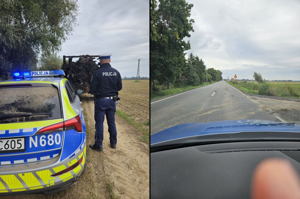 błoto na drogach rolnicy, policja